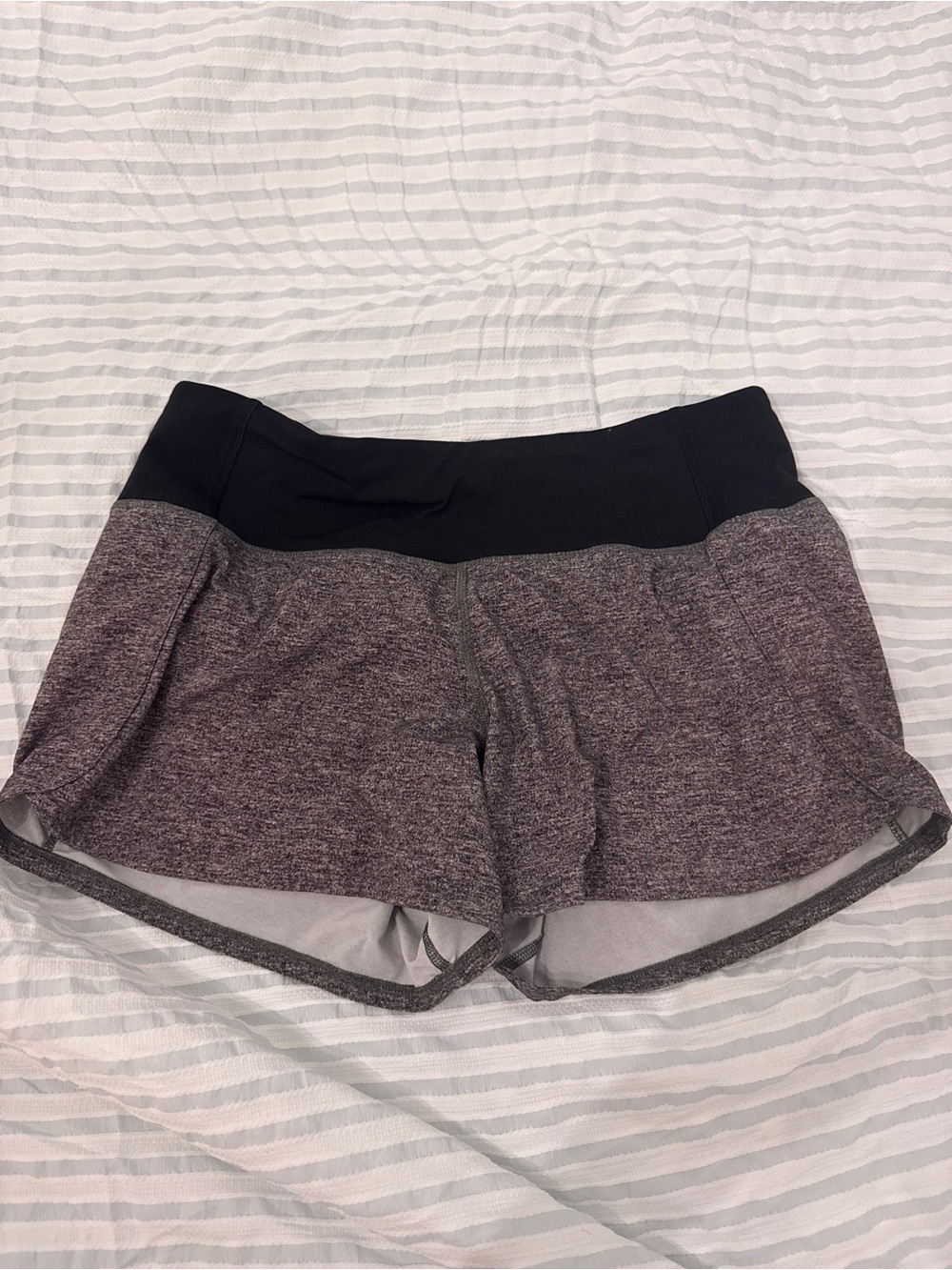 lululemon athletica Heather Plum Athletic Shorts with Black Waistband
